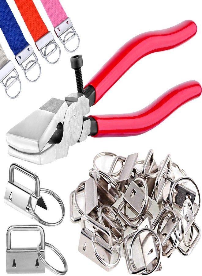 MEILLYOCEAN Key Fob Hardware Set, 50 Pieces, 1 Inch, with Installation Pliers Tool, for Wristlet Keychain, Key Lanyard and Key Chain Making Hardware Supplies - Image 1